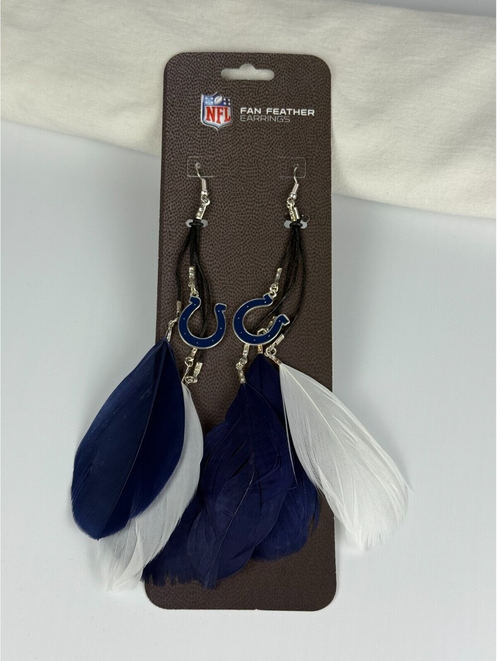 Womens Indianapolis Colts Blue White NFL Fan Feather Hook Charm Earrings New